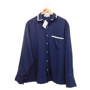 NWT Sister Jane Navy Long Sleeves Hector Trimmed Pearl Embroidered Shirt Size S